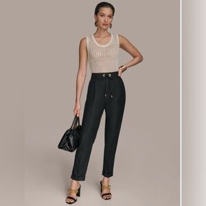 Donna Karan Women's NWT Drawstring Cuffed Ankle Pants. Large. Black